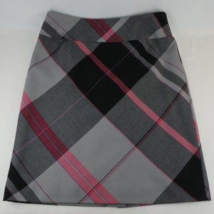AK Anne Klein Plaid Knee Length Wool A-Line Skirt
